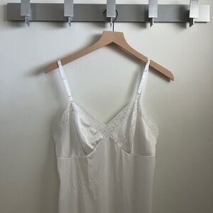 Elegant White Lace Trim Slip Dress